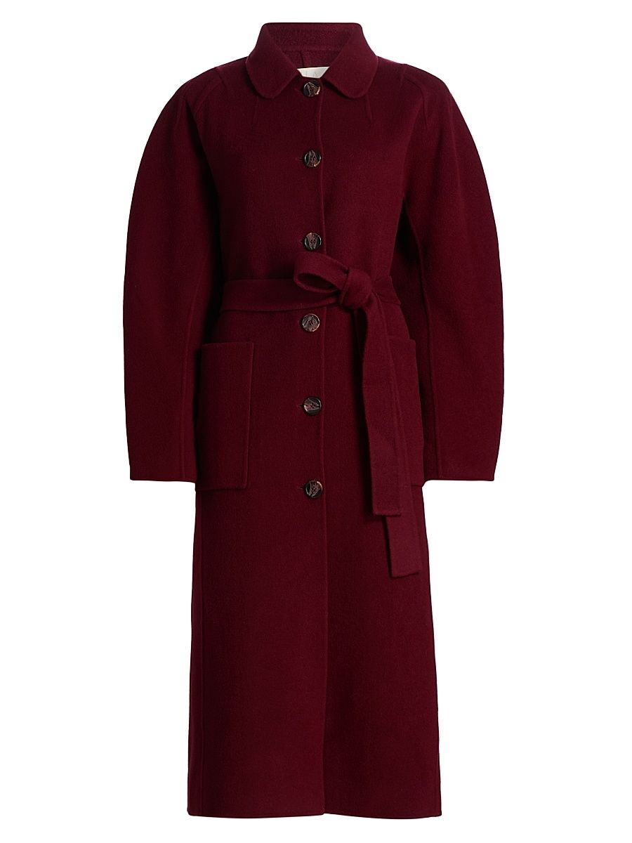 Women's Lisbeth Wool-Cashmere Coat - Claret - Size Large