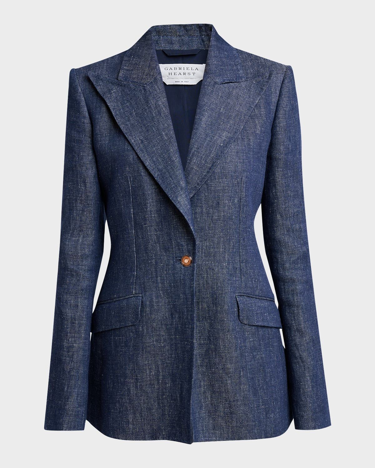 Leiva Linen Single-Breasted Blazer Jacket