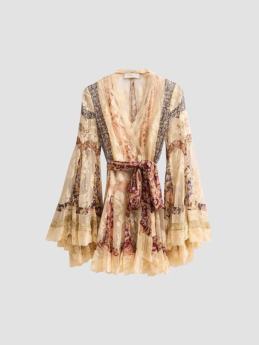 Zimmermann Women's Valiant Panelled Wrap Mini Dress - Spliced Floral - Size 8
