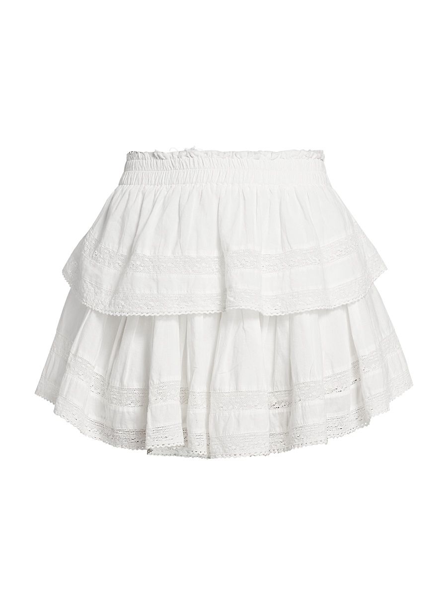 Women's Tiered Ruffle Mini Skirt - Antique White - Size Large