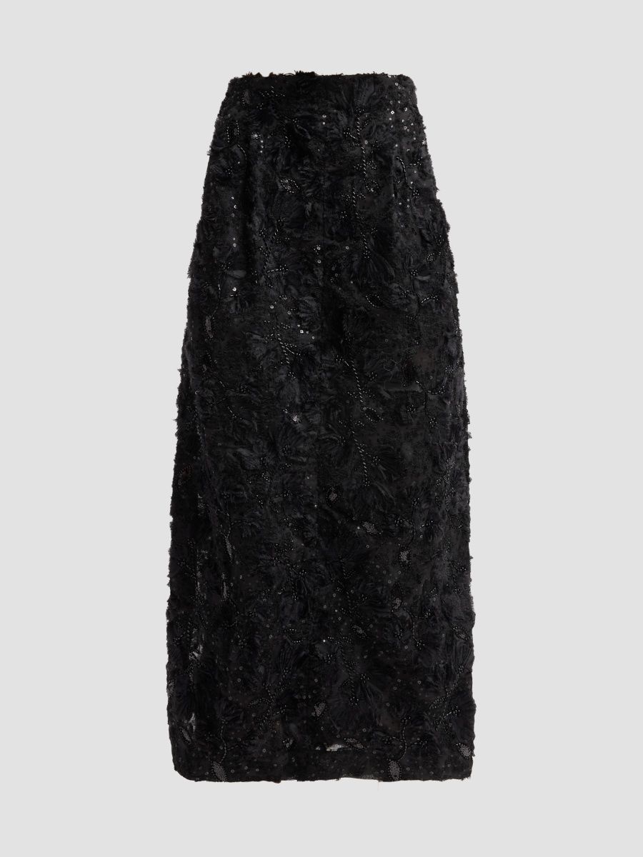 Prabal Gurung Women's Embellished Deconstructed Organza Maxi Skirt - Black - Size 4