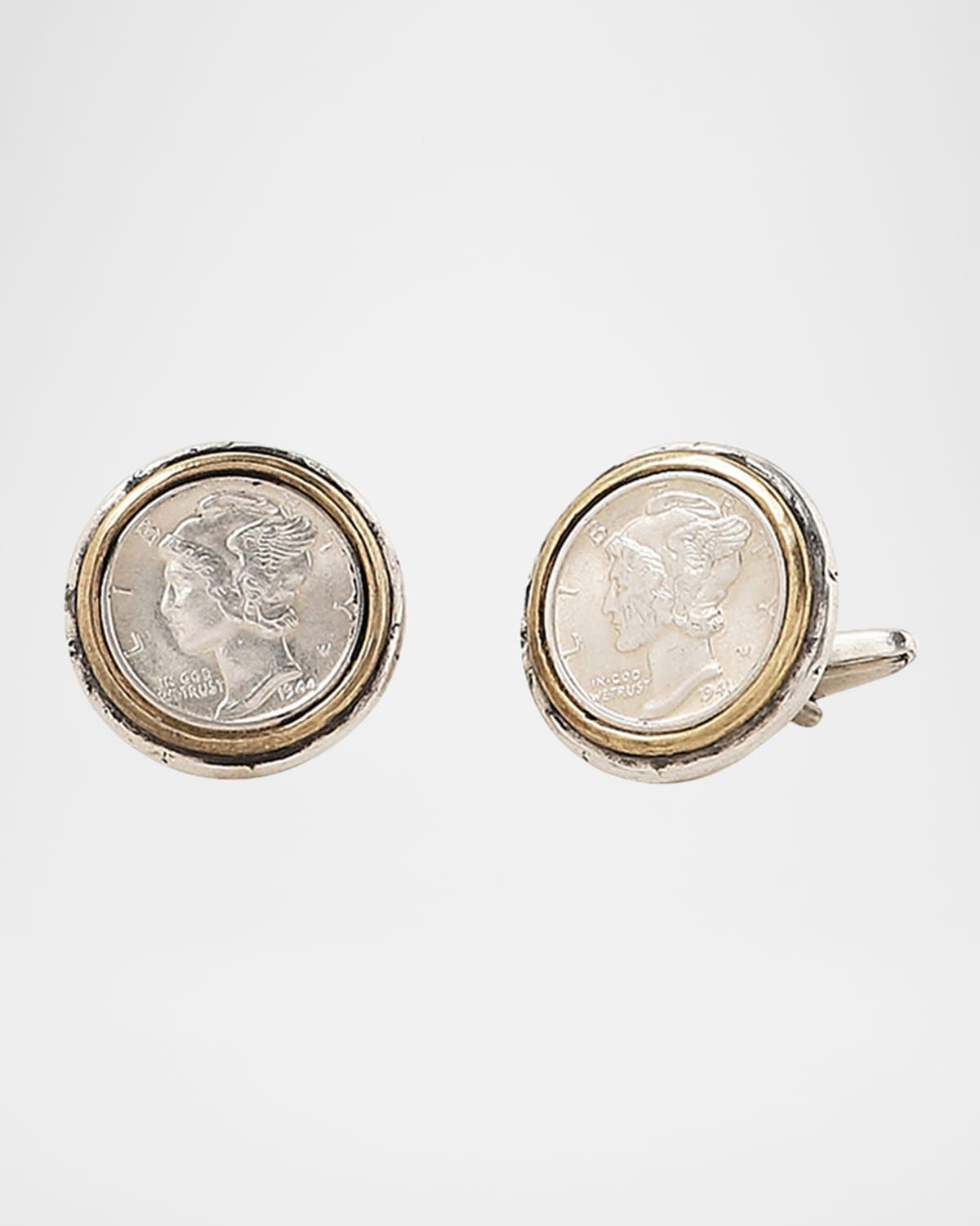 Men & apos;s Brass and Sterling Silver Coin Cufflinks