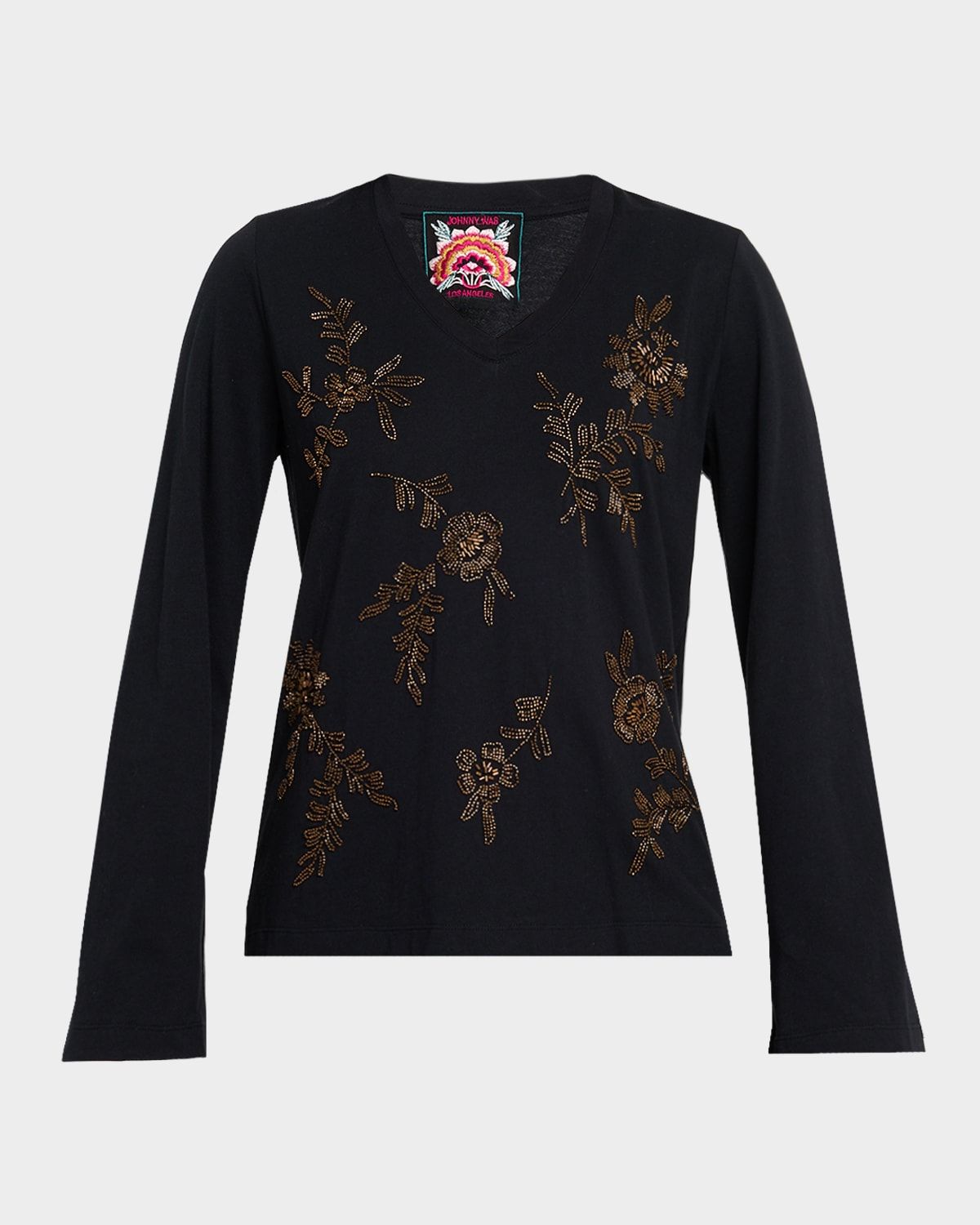 Simone Floral-Embroidered Cupro Blouse