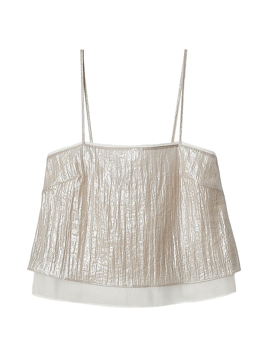 Women's Suki Metallic Crinkled Crop Top - Beige - Size 4