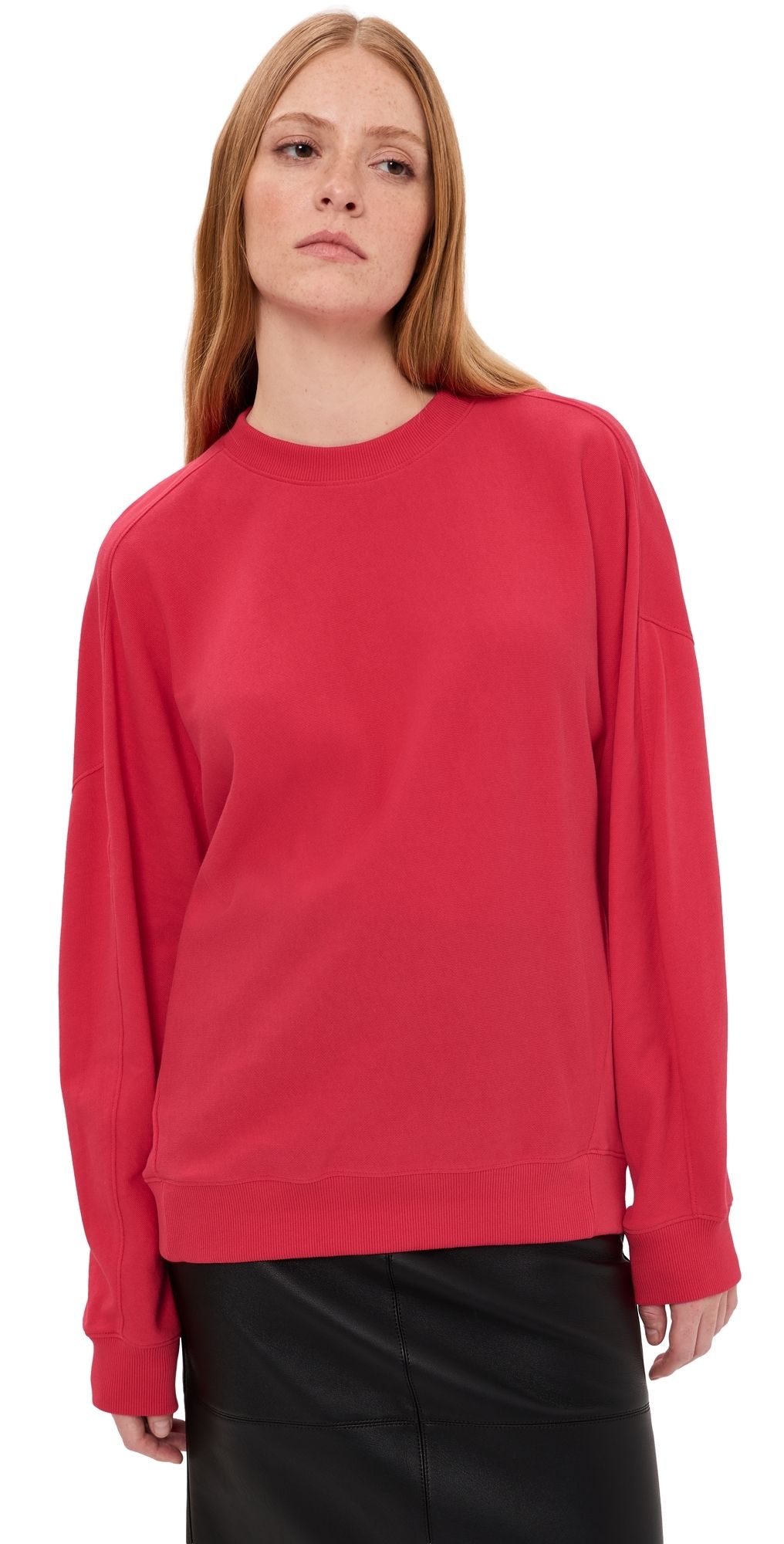 Tibi Lightweight Sweatshirting Crewneck Red XL