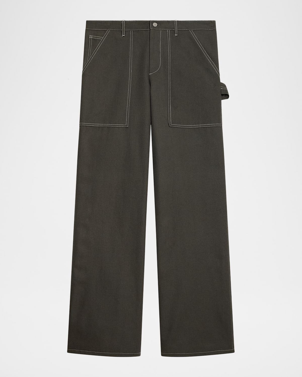 Men & apos;s Twill Straight-Leg Contrast Stitch Utility Pants
