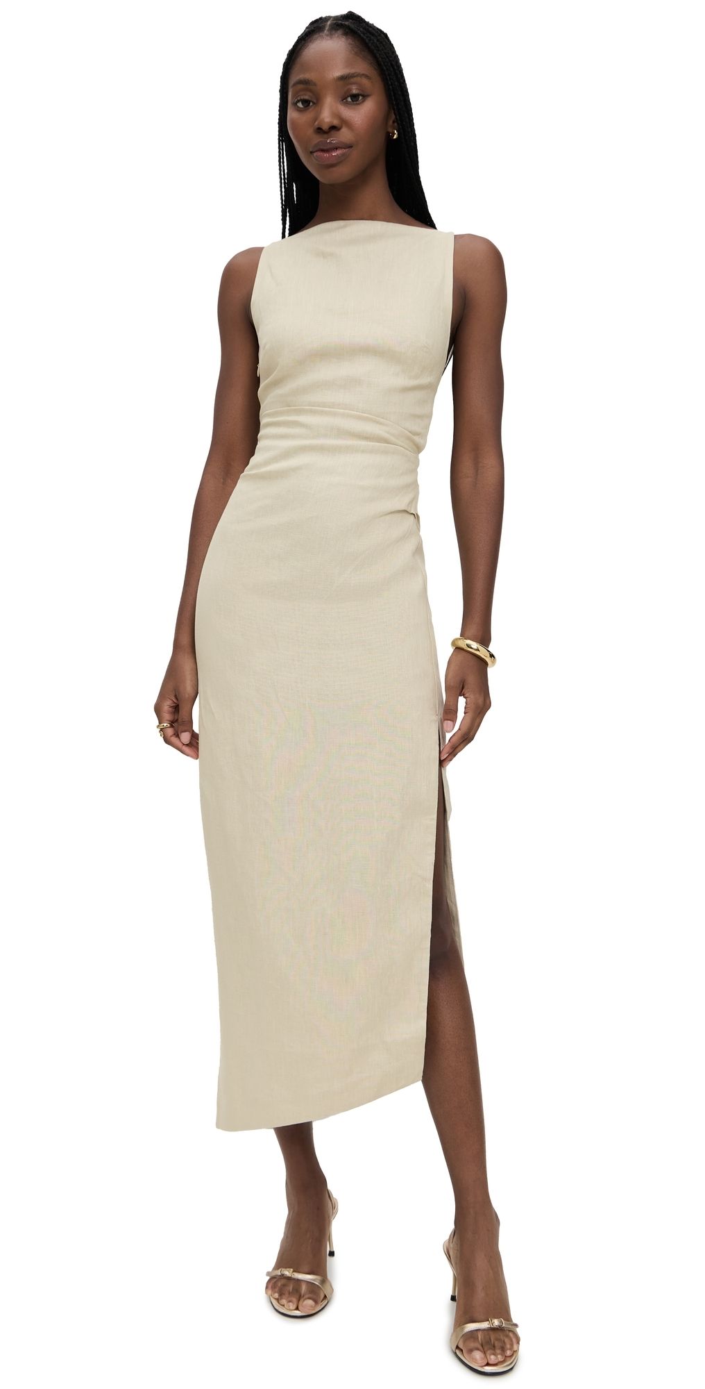 SIR. Raquel Midi Dress Wheat 0