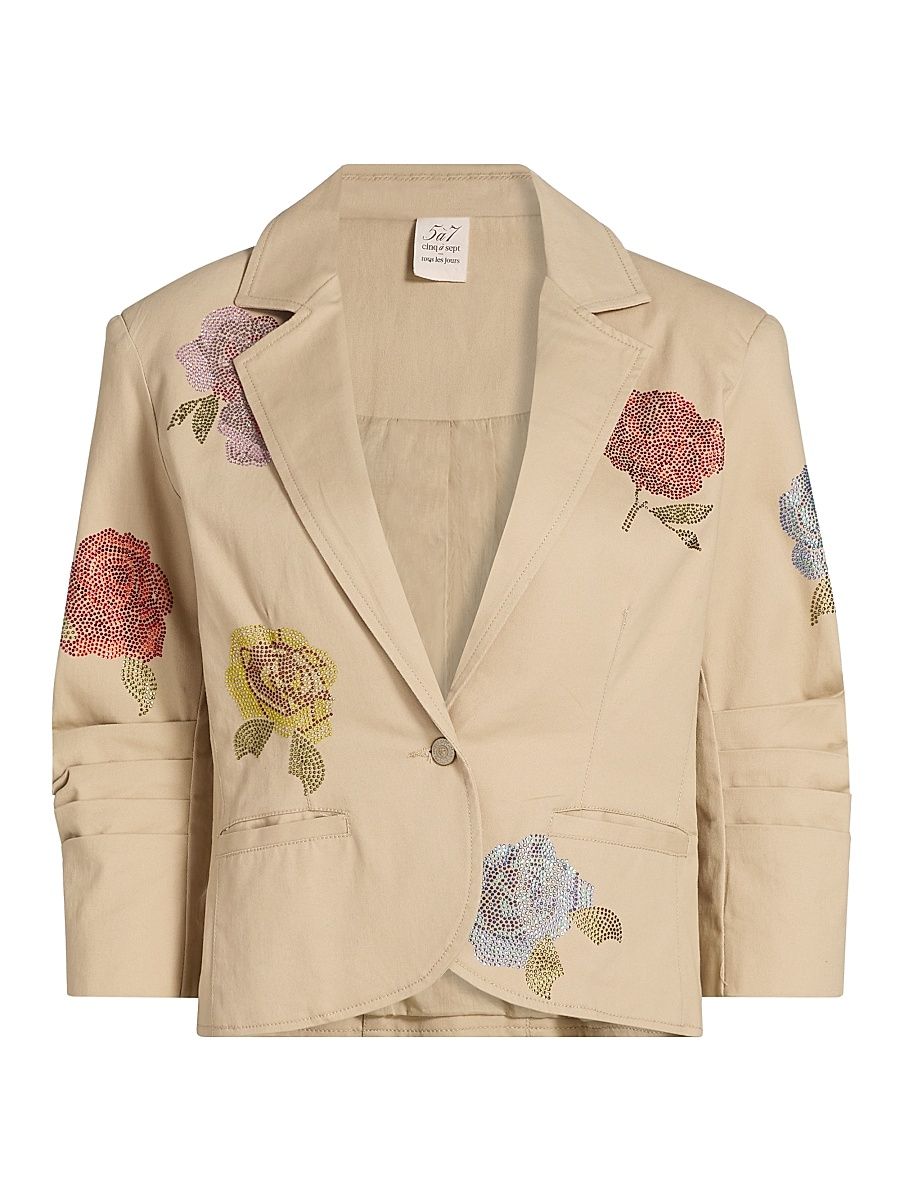 Women's Khloe Le Petit Crystal Rose Blazer - Khaki Multi - Size 14