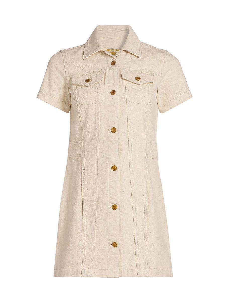 Women's Denim Short-Sleeve Minidress - Natrinswsh - Size 14