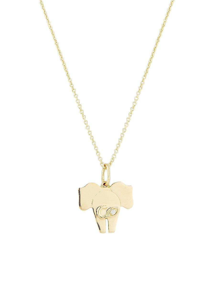 Women's 14K Yellow Gold & 0.005 TCW Diamond Elephant Tail Pendant Necklace - Yellow Gold
