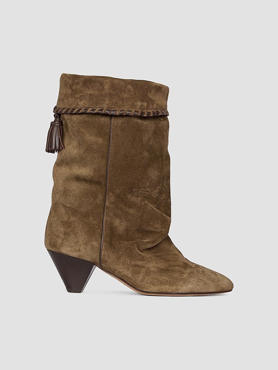 Isabel Marant Women's Dalby Suede Whipstitch Booties - Bronze - Size 10