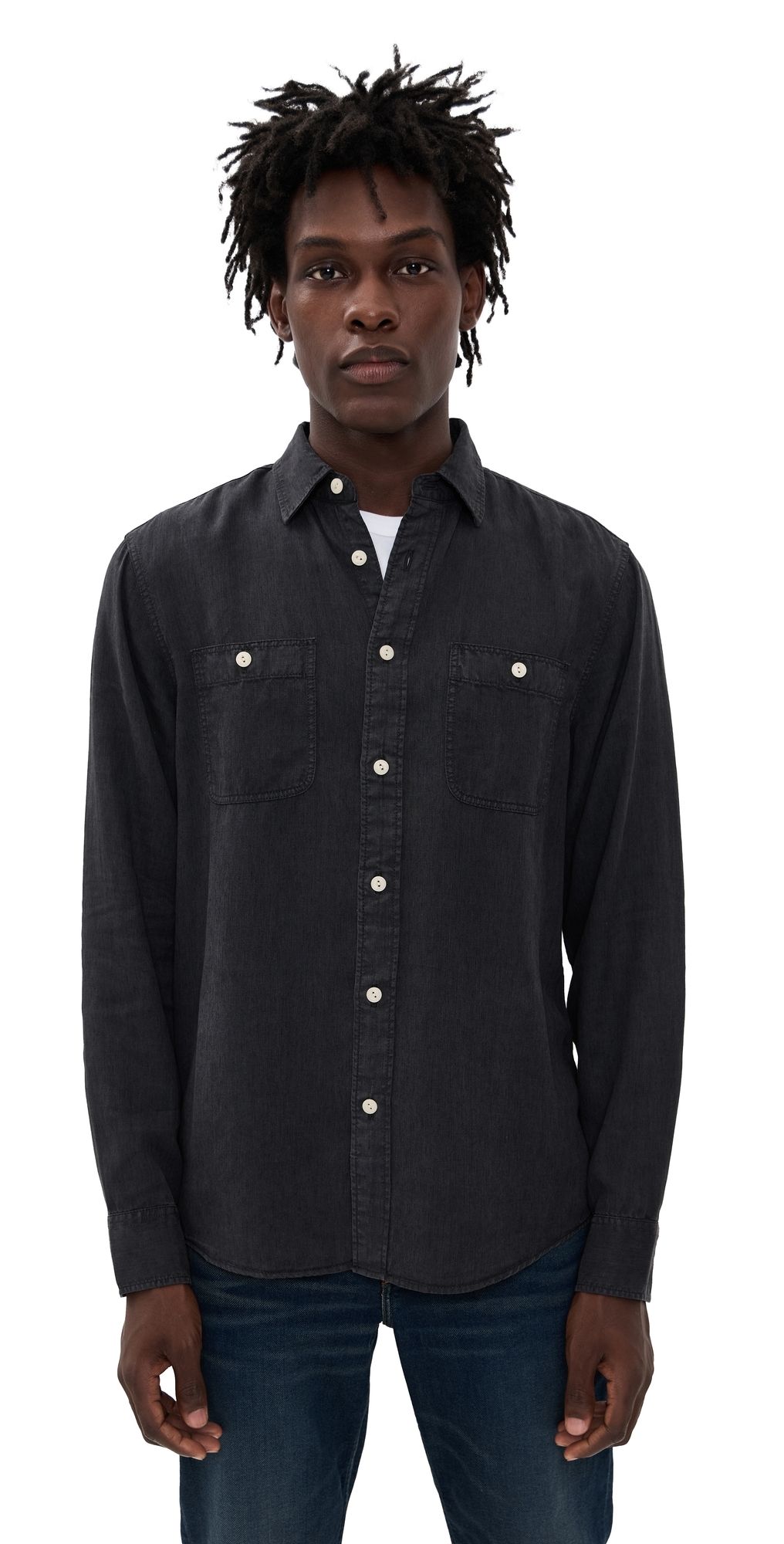 Faherty The Tried and True Chambray Workshirt Durango Black XL