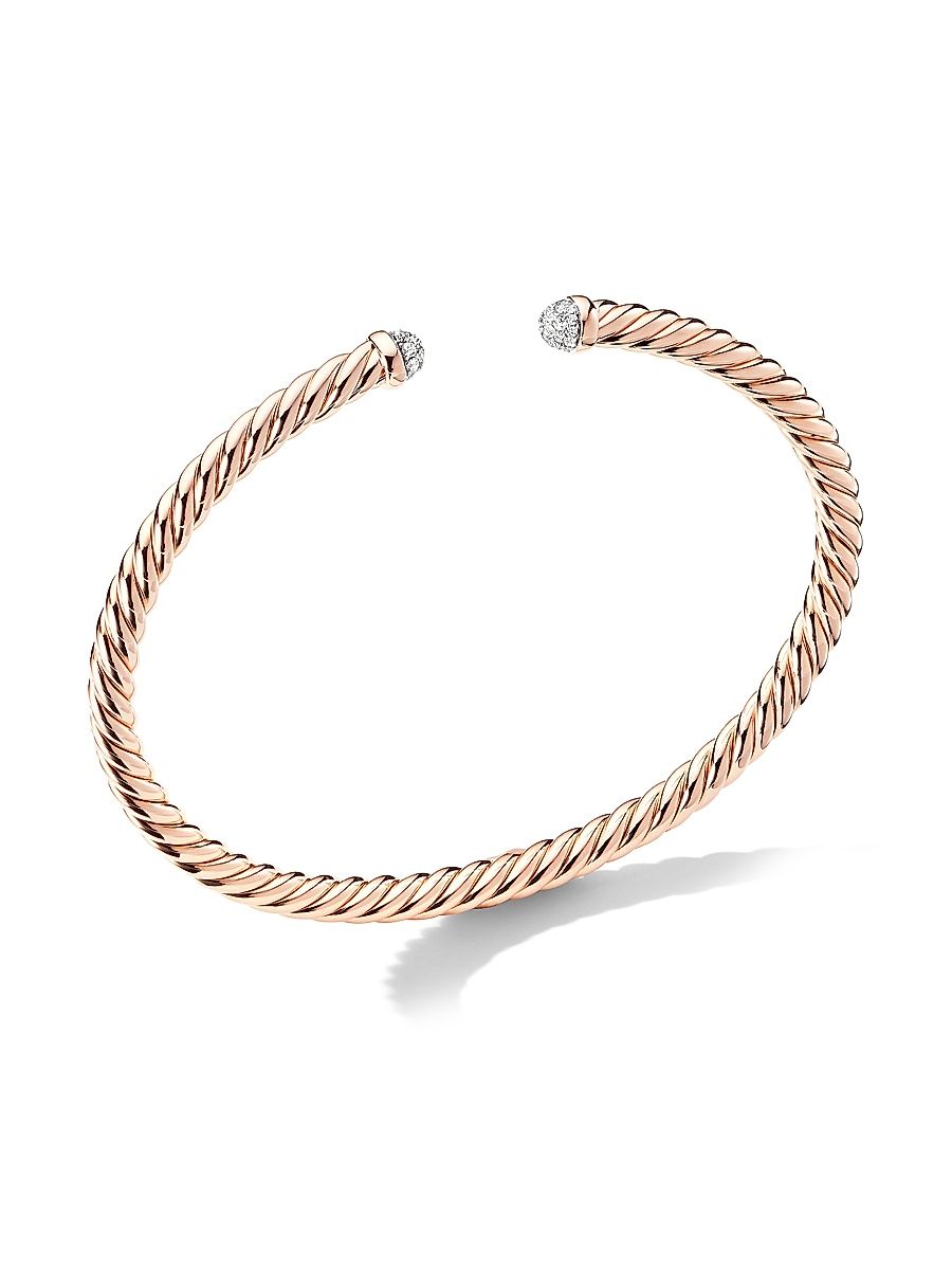 Women's Cablespira Bracelet In 18K Rose Gold - Rose Gold - Size XS