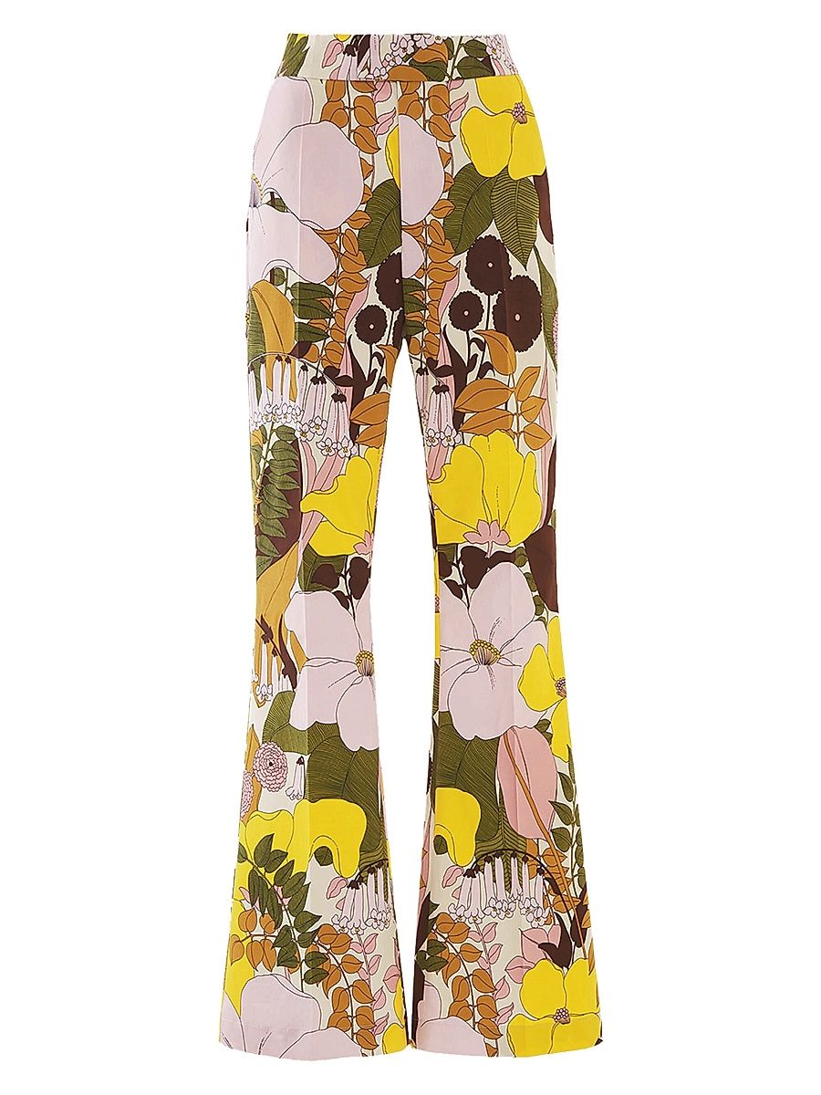 Women's Saturday Night Pants - Big Flower Rose Pink - Size XL