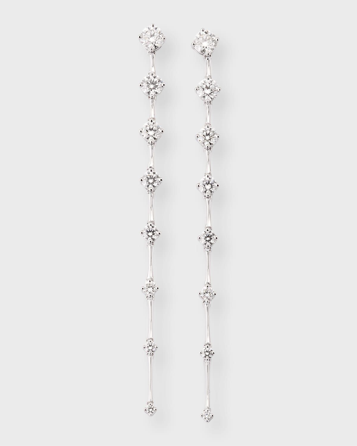 18K White Gold 16 Round GH/SI Diamond Drop Earrings, 2.5"L, 1.69tcw