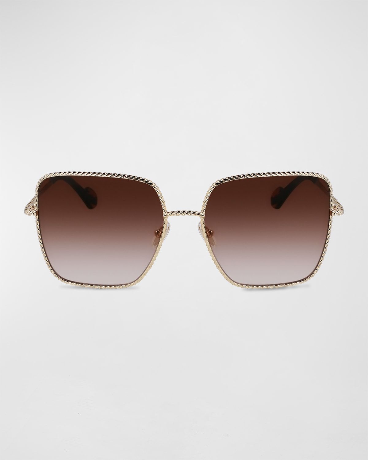Babe Oversized Square Twisted Metal Sunglasses