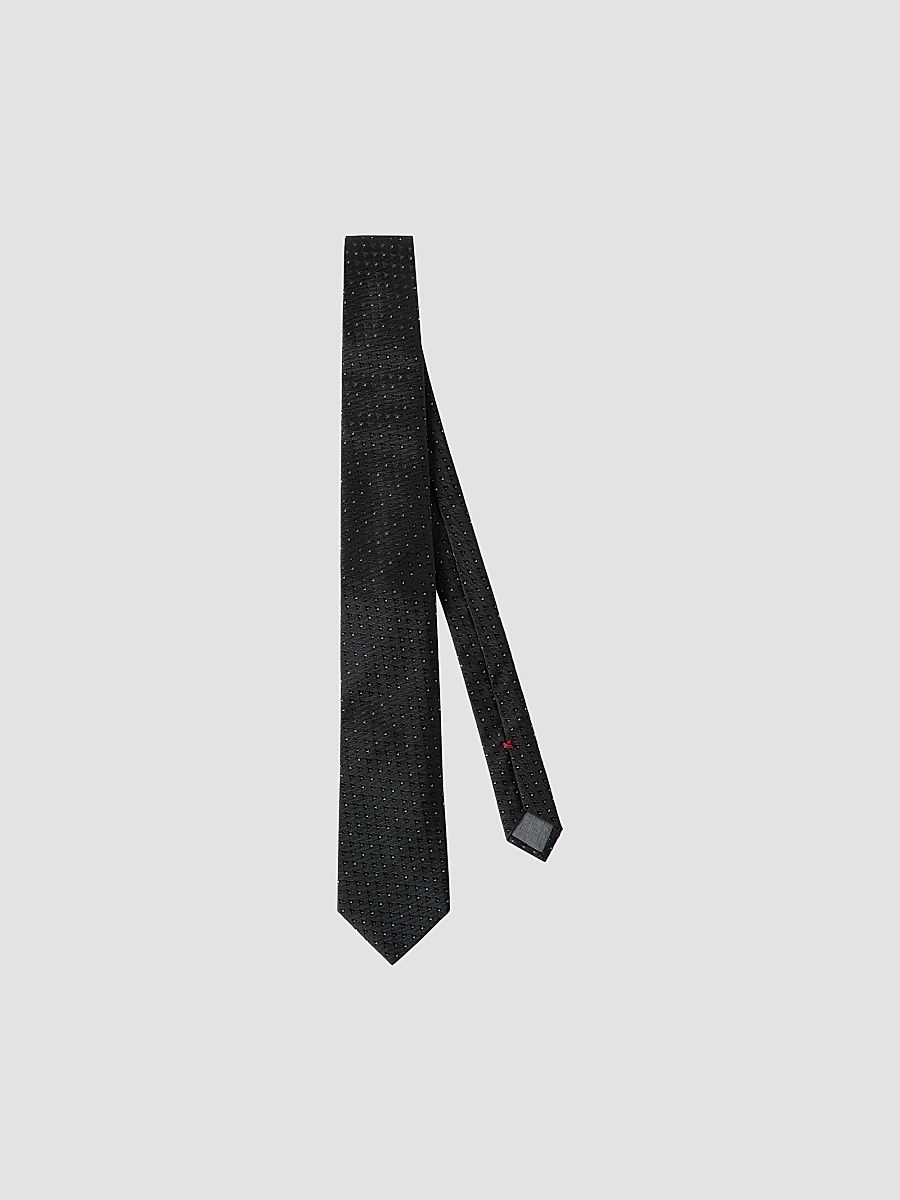 Men's Patterned Silk Tie - Black