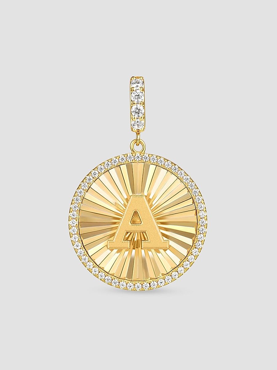 Gabriel & Co Women's Contemporary 14K Yellow Gold & 0.65 TCW Diamond Initial Medallion Pendant - Yellow Gold
