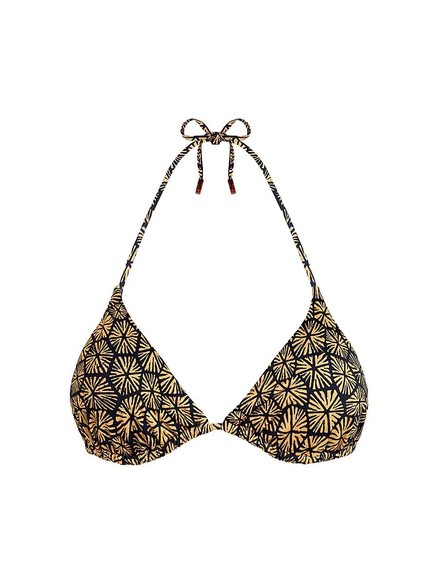 Women's Carapaces Printed Triangle Bikini Top - Navy Blue Marine - Size Small