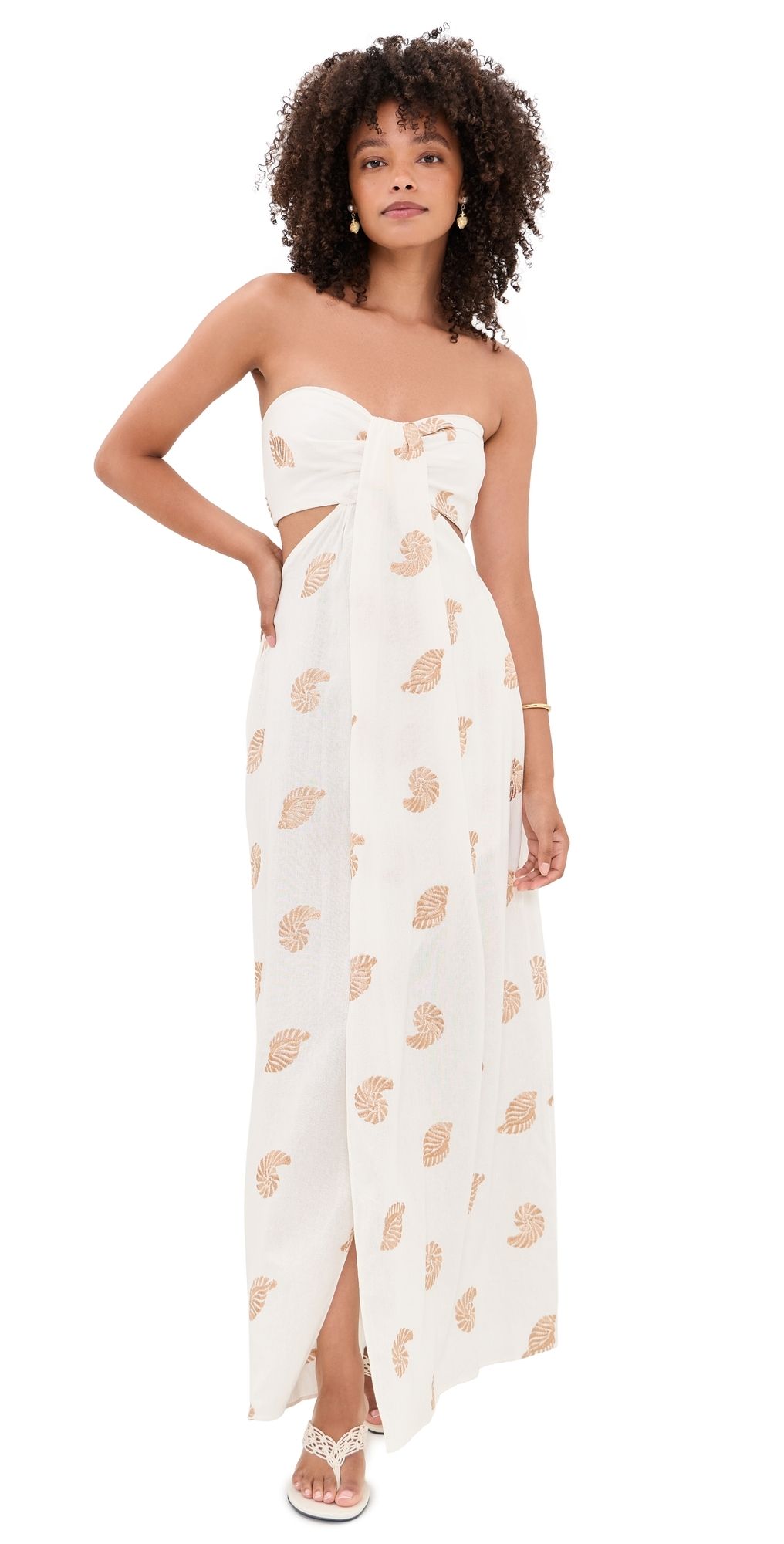 Dress To Embroidered Shell Linen Maxi Dress Off-White S