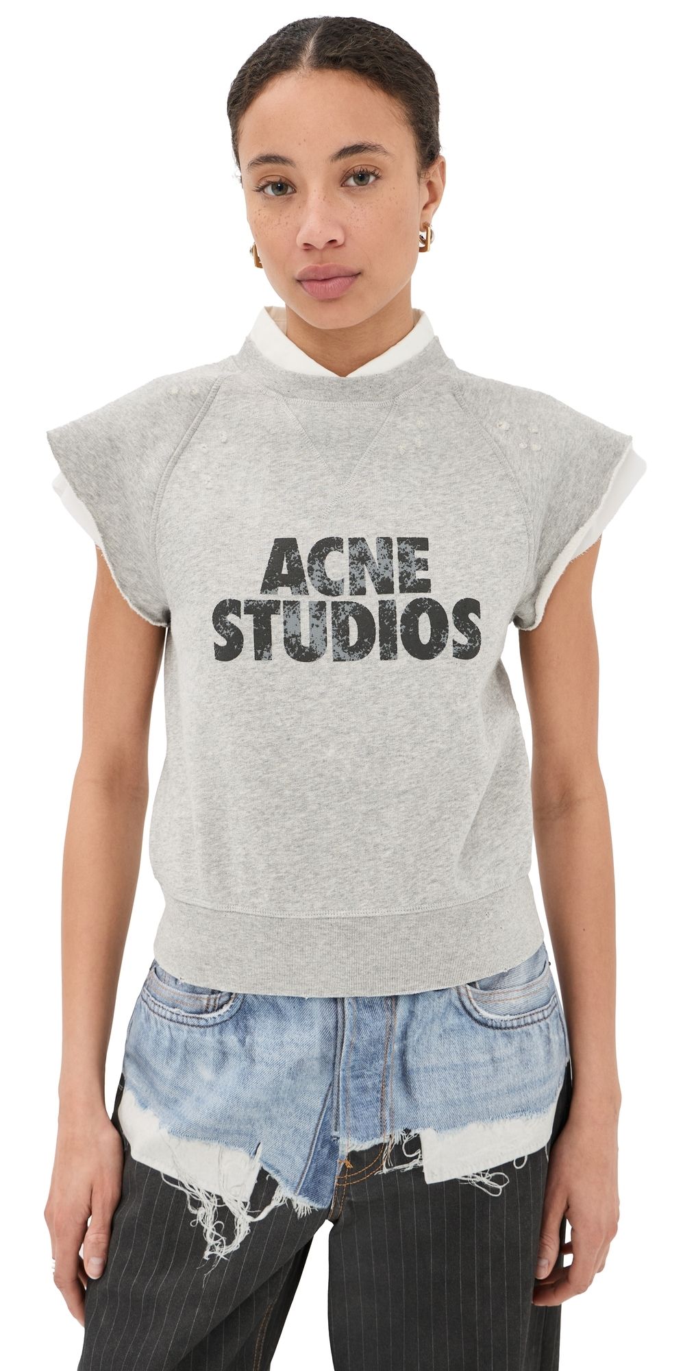 Acne Studios Short Sleeve Sweatshirt Grey Melange L