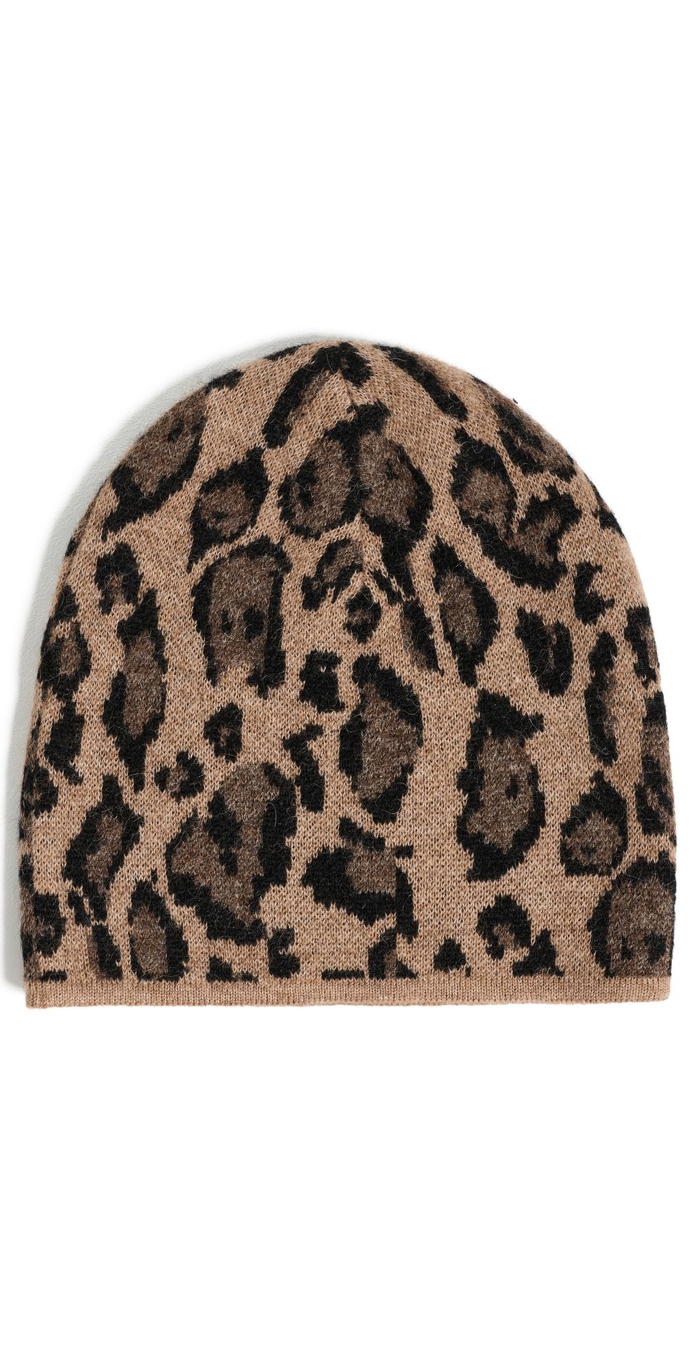 Clare V. Leopard Knit Beanie Camel Jaguar One Size