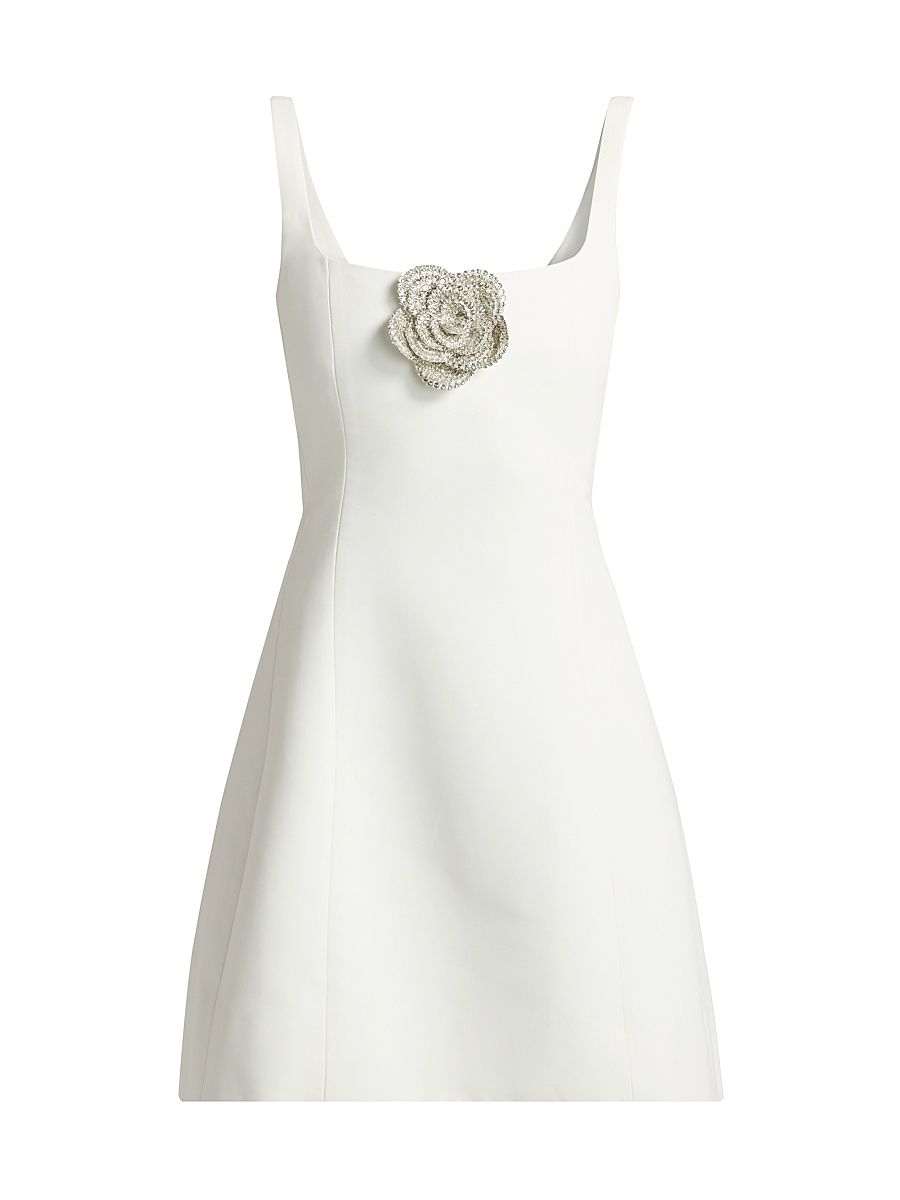 Women's Claire Flower Appliqué Minidress - Ivory - Size 12