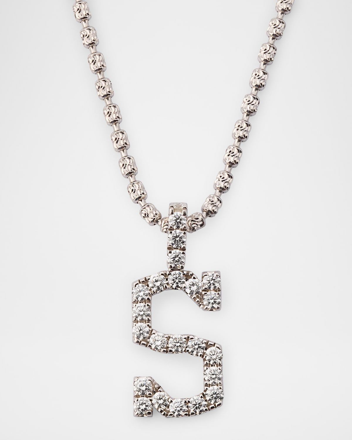 18K White Gold Large Diamond S Necklace, 2.52tcw/18"