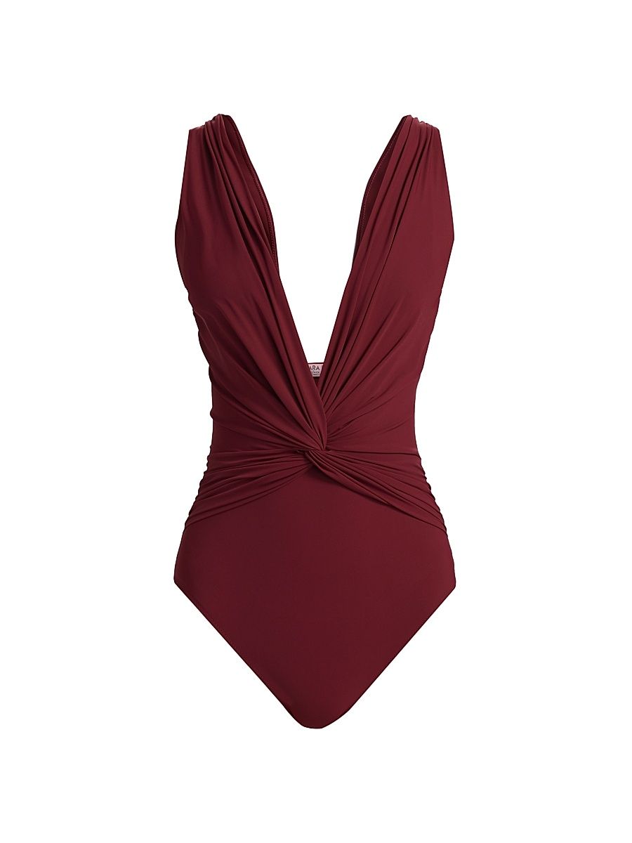 Women's Almea Twist One-Piece Swimsuit - Mahogany - Size 8