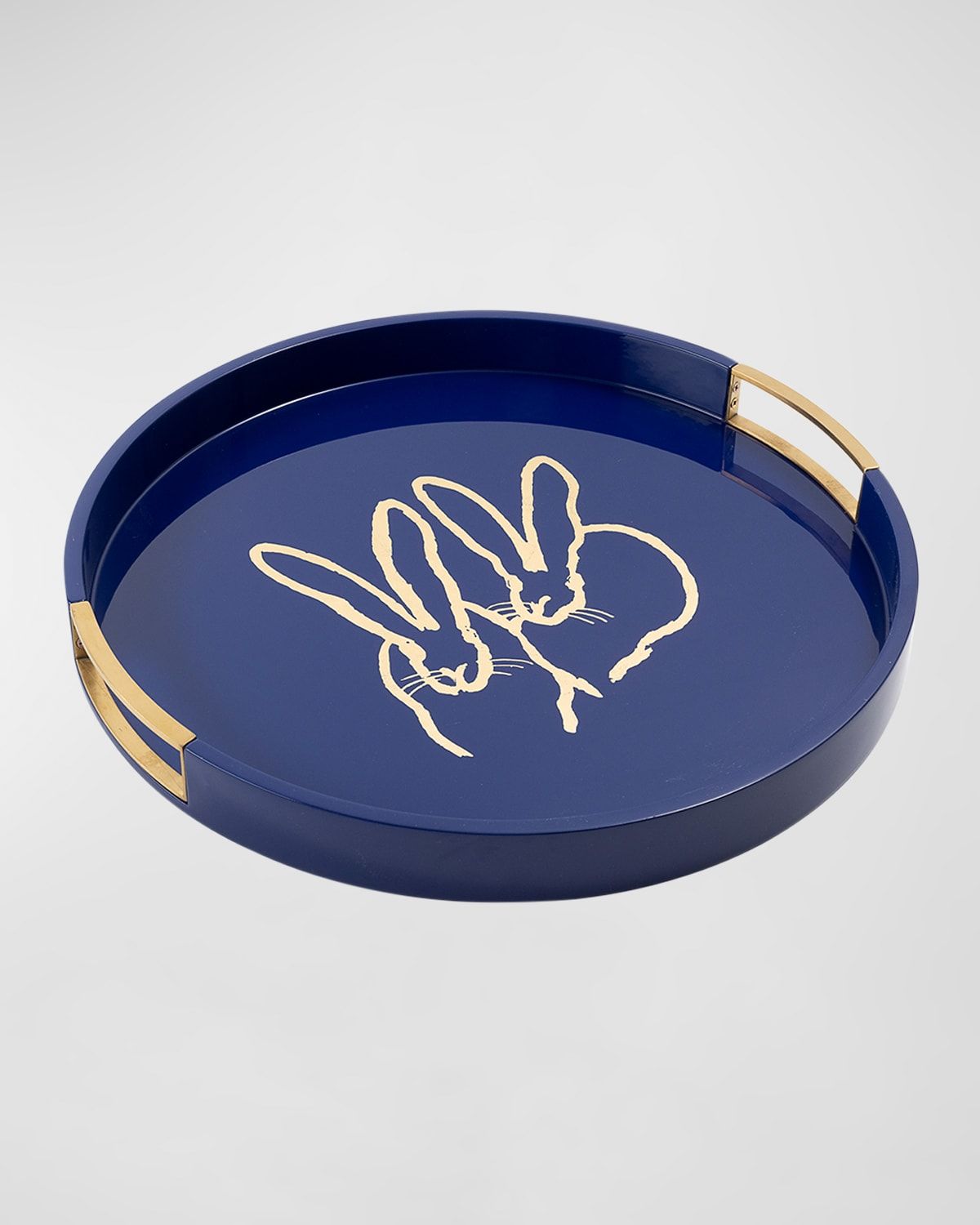 Bunny Drinks Lacquer Tray With Brass Handles