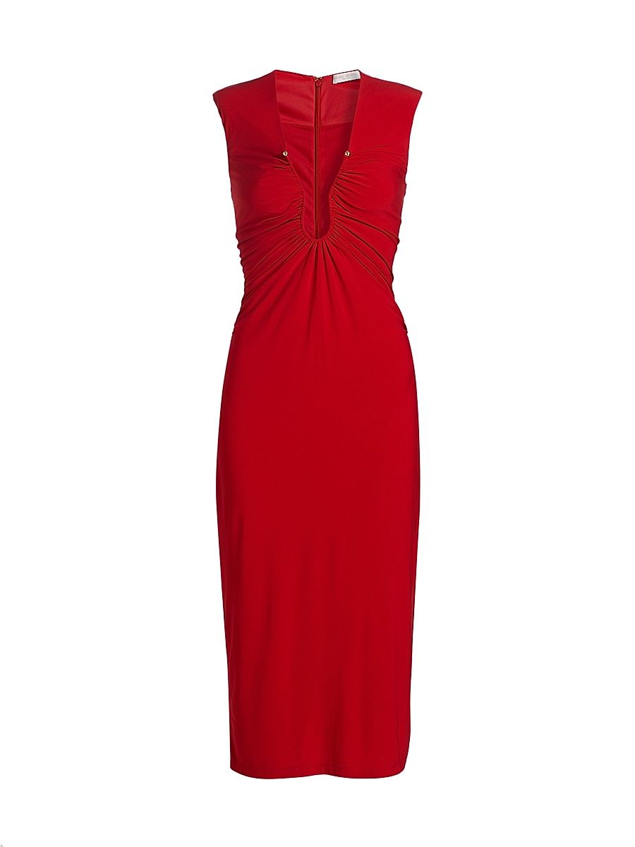 Women's Elena Ruched Jersey Midi-Dress - Ruby - Size 6