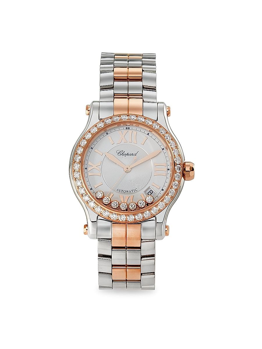 Women's Happy Sport Stainless Steel, 18K Rose Gold & 2.31 TCW Diamond Bracelet Watch/36MM - Rose Gold