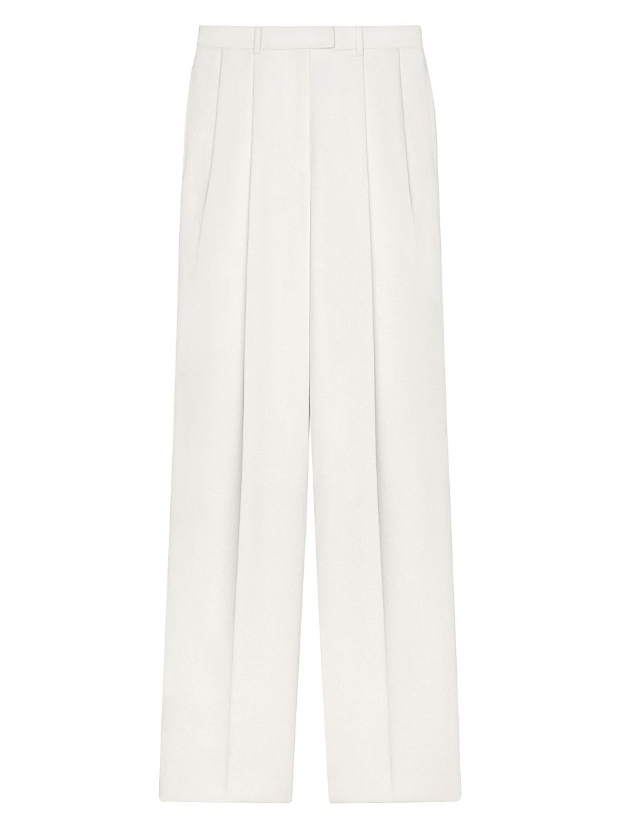 Women's Double Pleat Pants in Wool and Mohair - White - Size 2