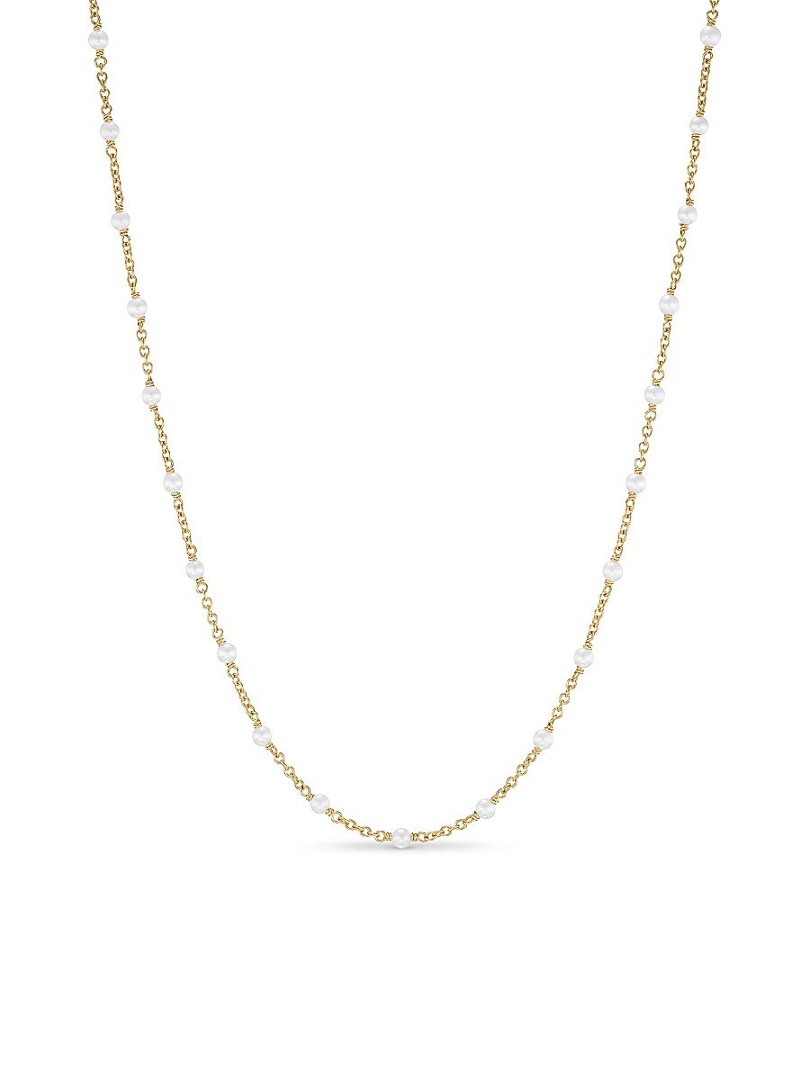 Women's Pearl Classics Station Necklace in 18K Yellow Gold - Pearl - Size 17