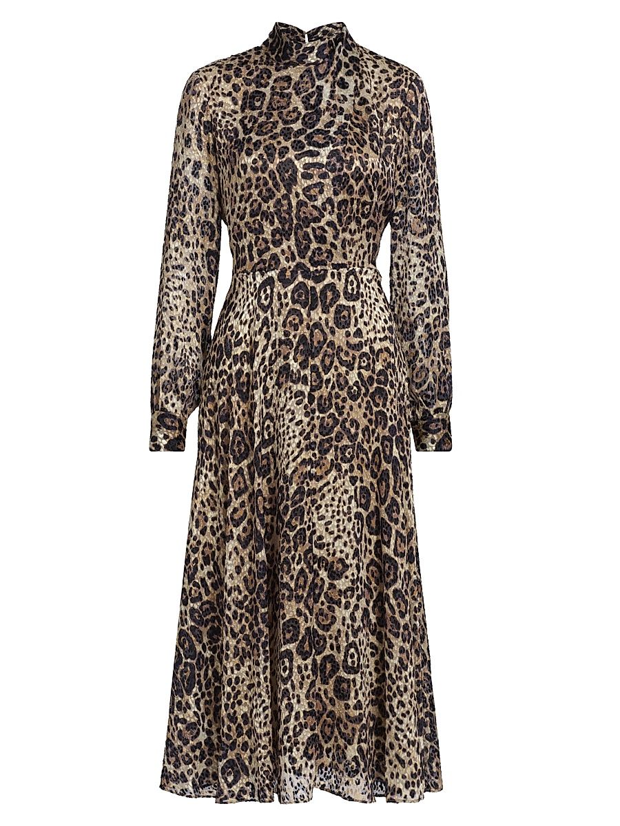 Women's Nomi Leopard-Printed Silk-Blend Midi-Dress - Imperial Leopard Print - Size 14
