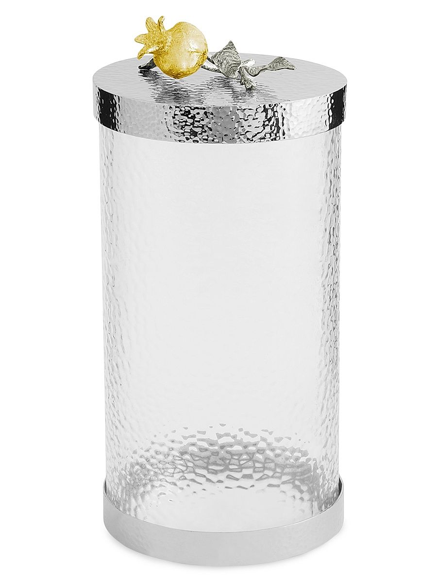 Large Pomegranate Silver & Gold Canister