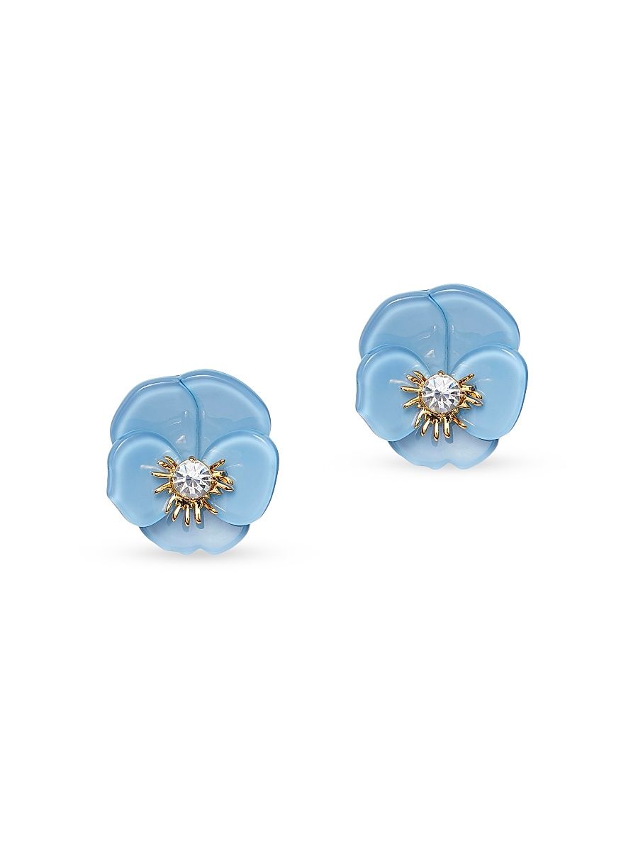 Women's 14K-Gold-Plated & Acetate Pansy Stud Earrings - Cornflower Blue