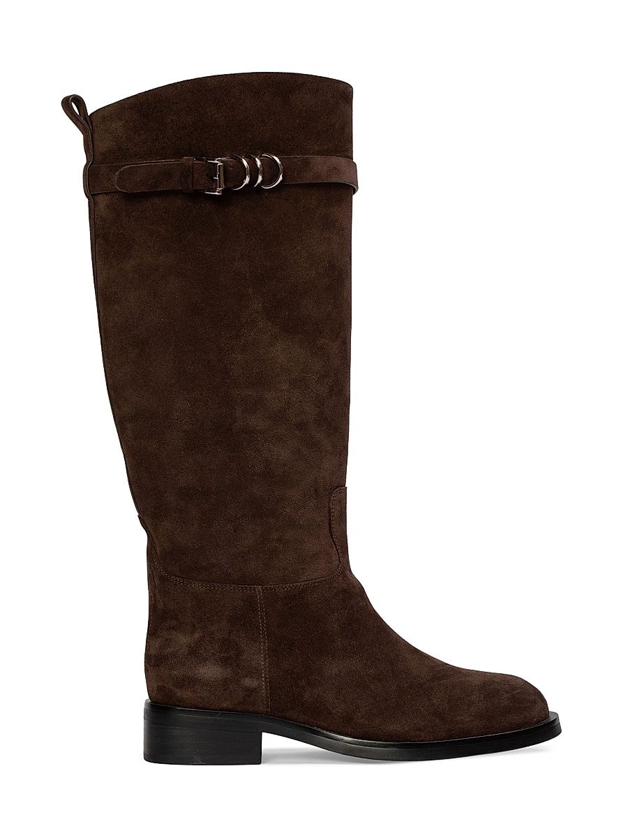 Women's Ashley Suede Rider Boots - Dark Brown Suede - Size 11
