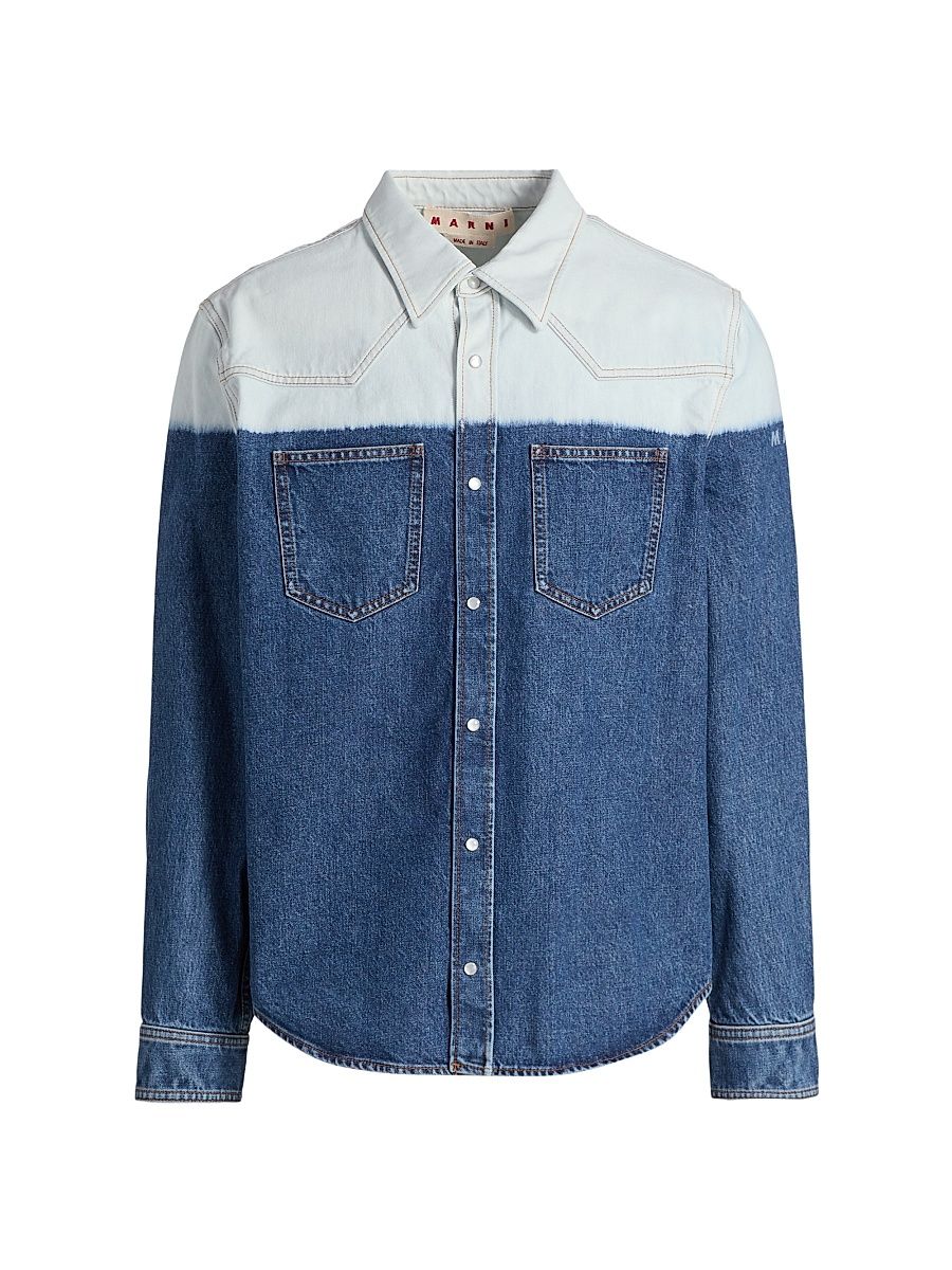 Men's Gradient Bleach Denim Shirt - Ultramarine - Size 44