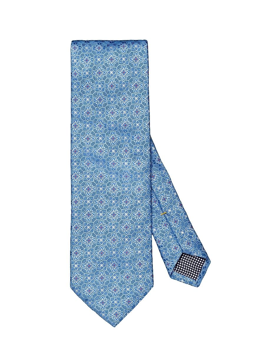 Men's Floral Silk Tie - Blue