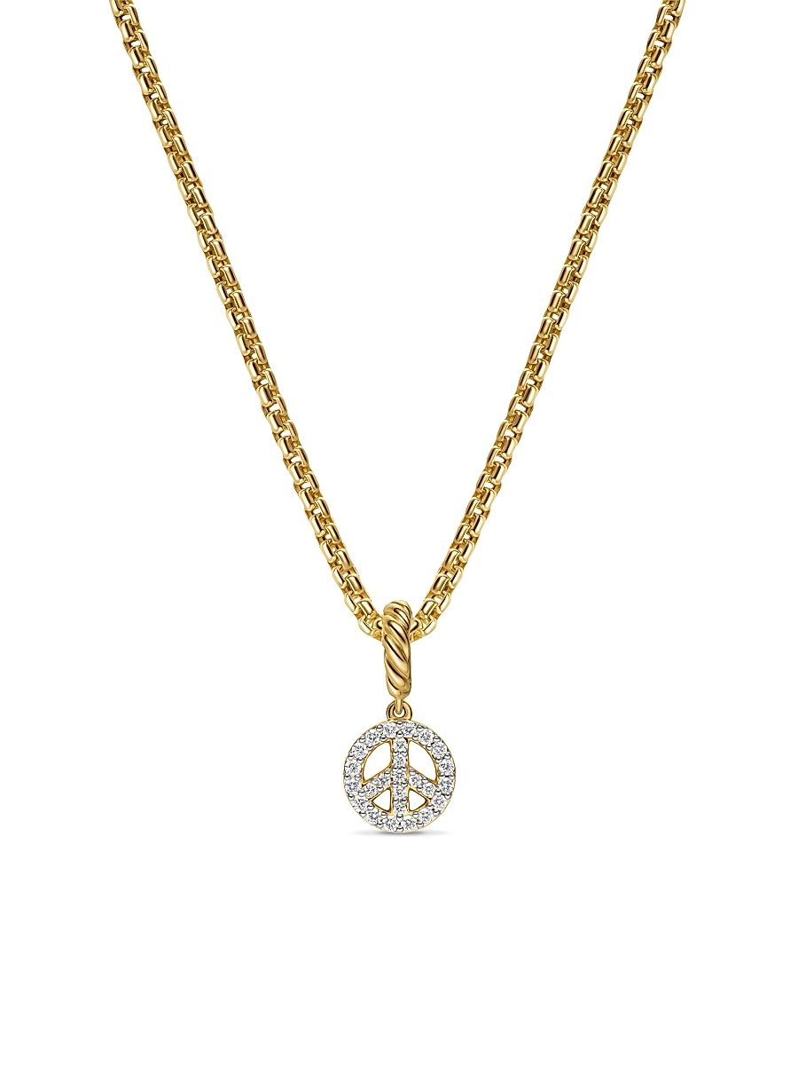 Women's Micro Pavé Peace Sign Amulet in 18K Yellow Gold with Diamonds, 7.6MM - Diamond