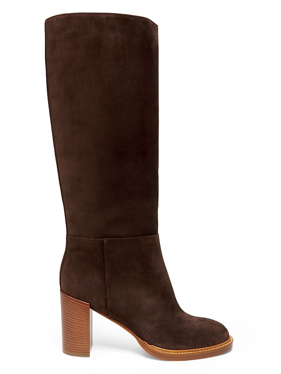 Women's Bocca 80MM Leather Knee-High Boots - Dark Chocolate - Size 12