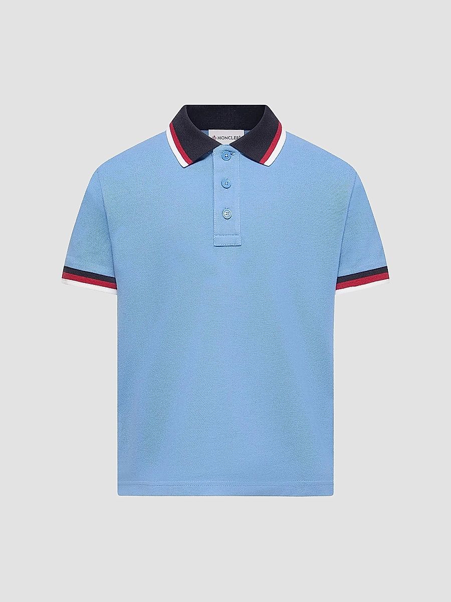 Moncler Boy's Baby Boy's & Little Boy's Polo Shirt in Cotton - Light Blue - Size 14