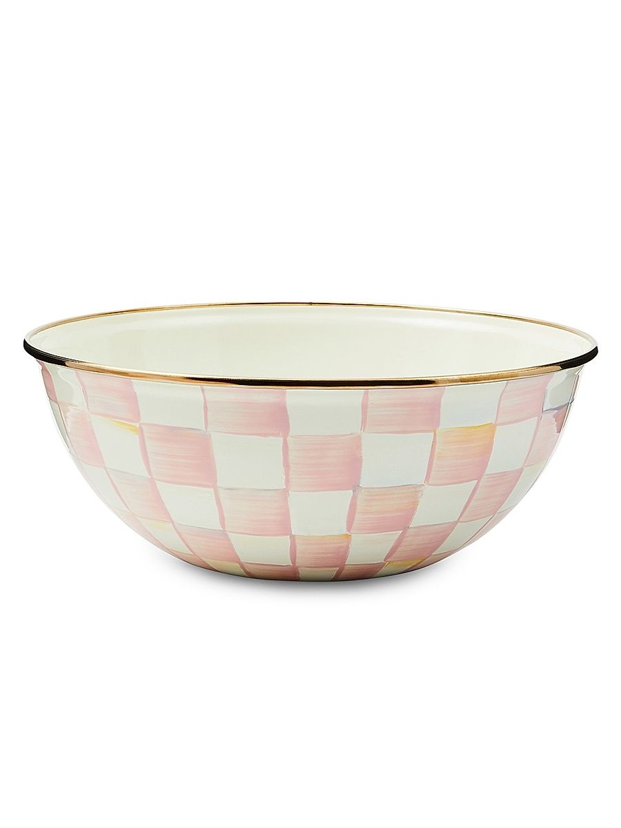 Medium Rosy Check Enamel Everyday Bowl