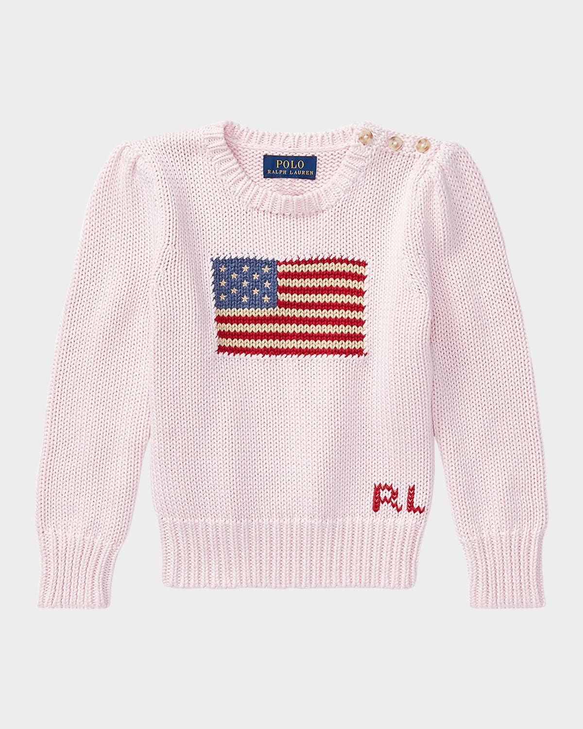 Girl & apos;s Flag Intarsia Knit Sweater, Size 2T-6X