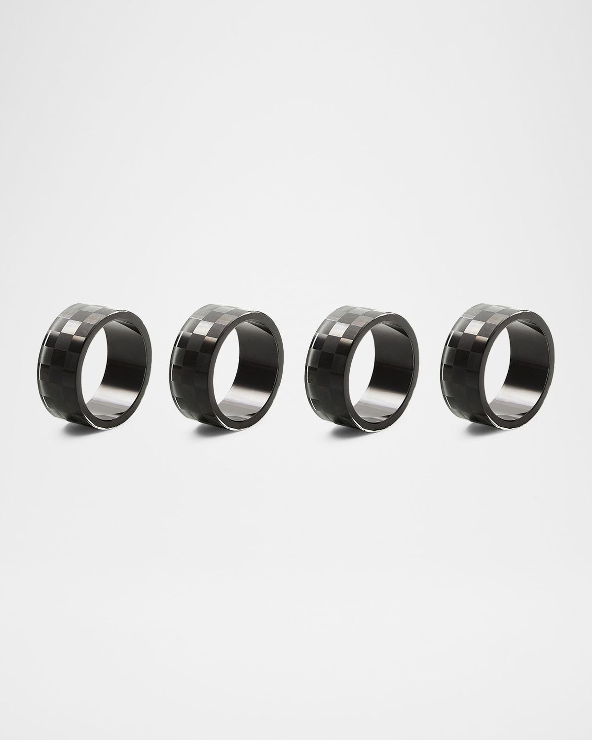 Black Check Napkin Ring, Set of 4