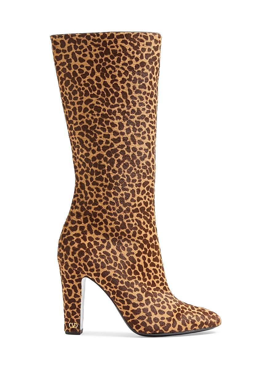 Women's Hotty 100MM Boots in Pony-Effect Calfskin - Animal Print - Size 12