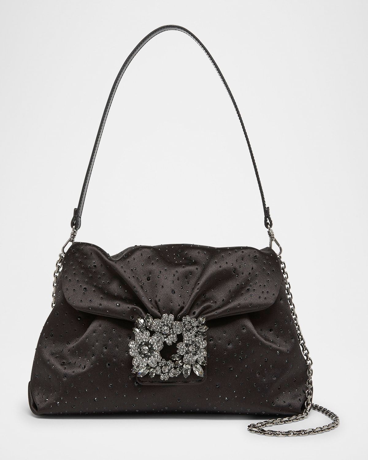 Bouquet Rhinestone Satin Shoulder Bag