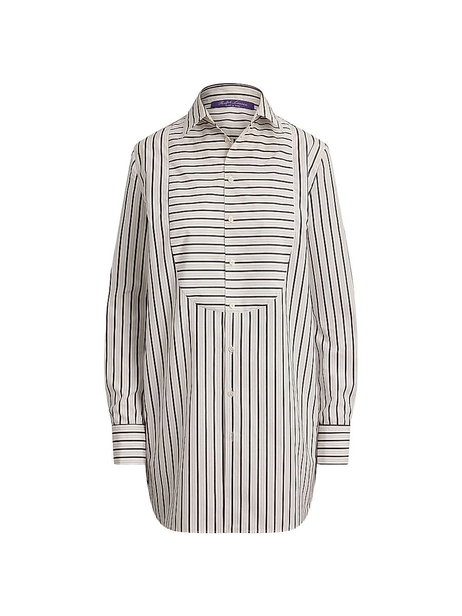 Women's Tamara Striped Cotton Shirt - Black White - Size 8