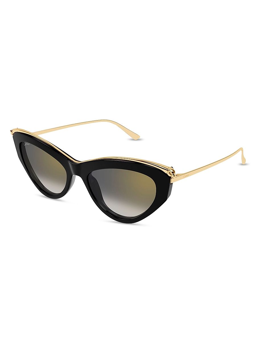 Women's Panthère Classic 55MM Cat-Eye Sunglasses - Black Yellow